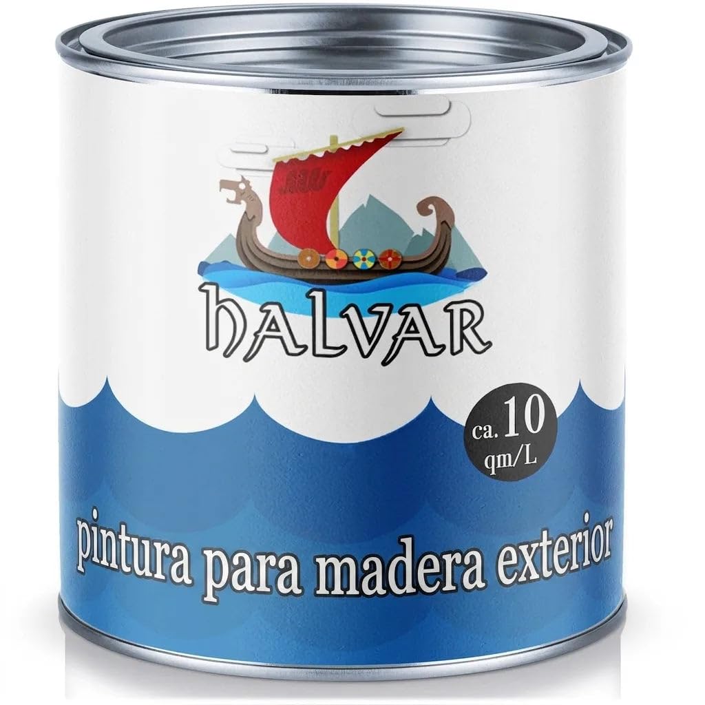 Barniz de poliuretano brillante gris marrón RAL 7013 gris Pintura impermeabilizante exterior estilo escandinavo barniz para madera protección duradera frente a la intemperie (2,5 L) Halvar