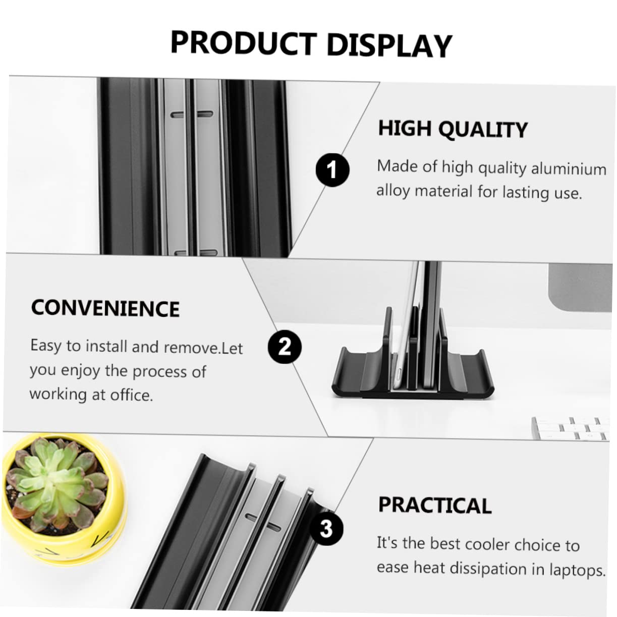 jojofuny Supporto Verticale Per Laptop Lega Di Alluminio Raffreddamento Efficiente e Salvaspazio Per Scrivania Per Notebook Portatili e Ottimizzazione Del Desktop
