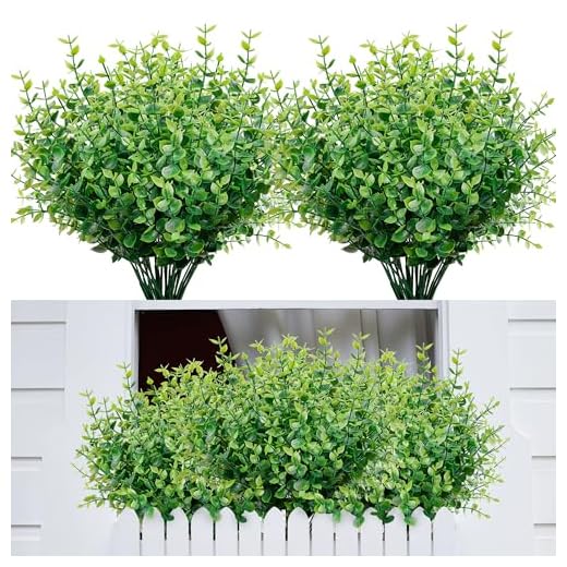 petalyn 10 Bundles Artificial Boxwood Stems Outdoor Artificial Greenery UV Resistant Foliage Plants, Faux Boxwood Shrubs Grass for Farmhouse Office Garden Wedding Window Patio Home Decor