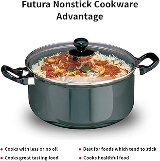 Hawkins Futura 5 Litre Cook n Serve Stewpot, Non Stick Pot with Glass Lid, Cooking Pot with Lid, Black (NST50G)