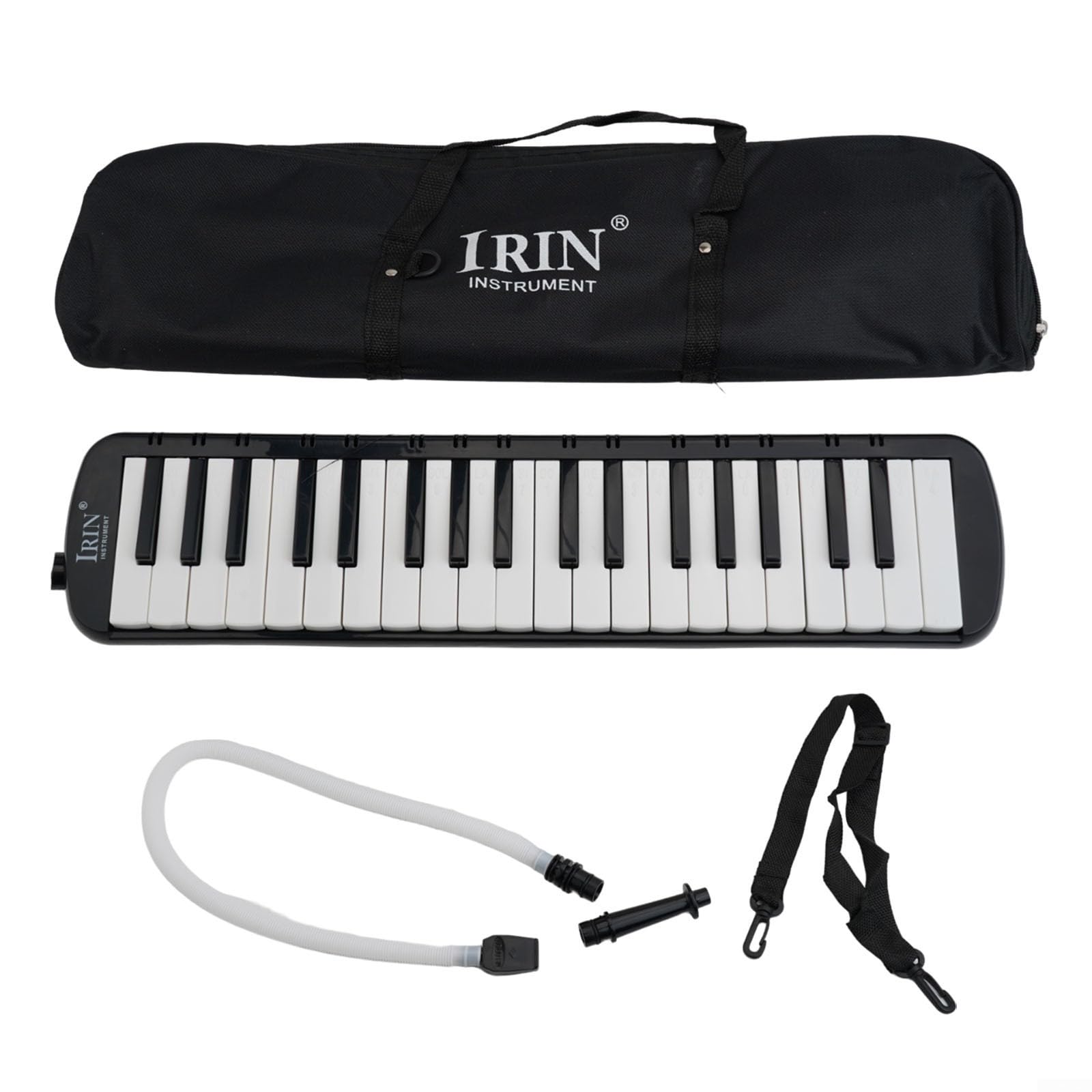Melodica, 1 tastiera a 37 tasti con tubo e borsa per il trasporto, tono brillante e facile da suonare per studenti, melodica per lezioni, pratica e lezioni di musica (nero)
