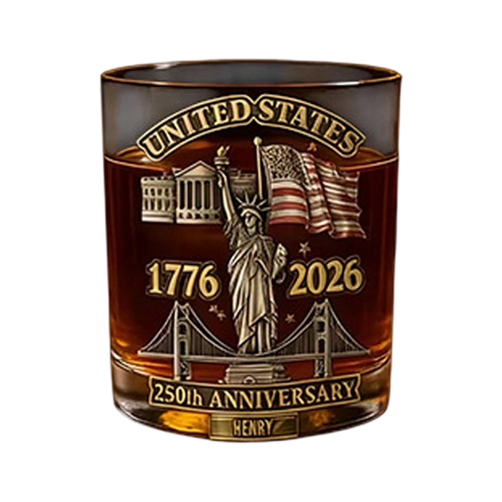 MALSSE Artistic 250Th Anniversary Themed Wine Glass Sturdy and Dishwasher Friendly Incised Nationalistic Wine Glass