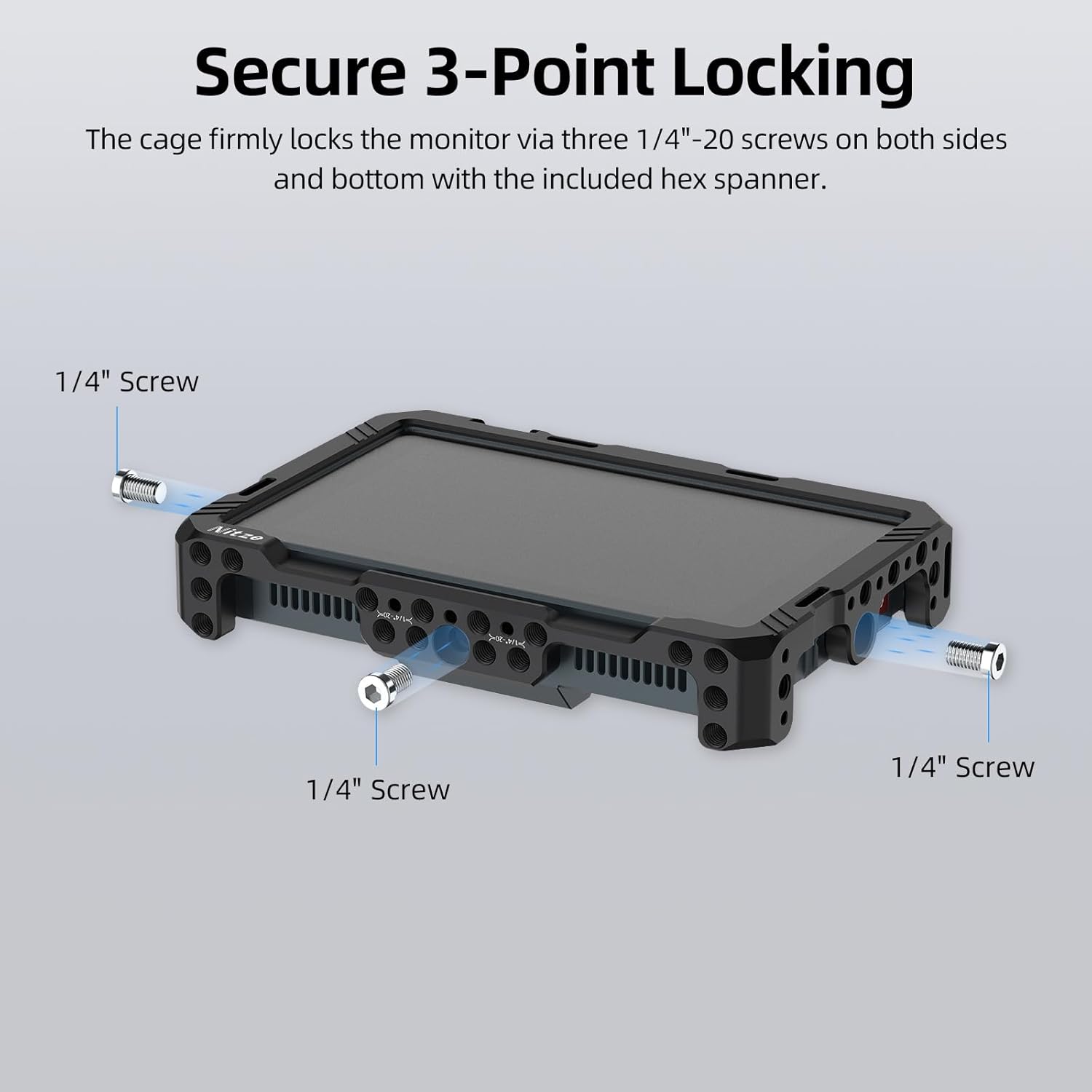 Nitze Cage for FeelWorld H5 Monitor, with PU Leather Sunhood and Built-in NATO Rail - JT-F10B