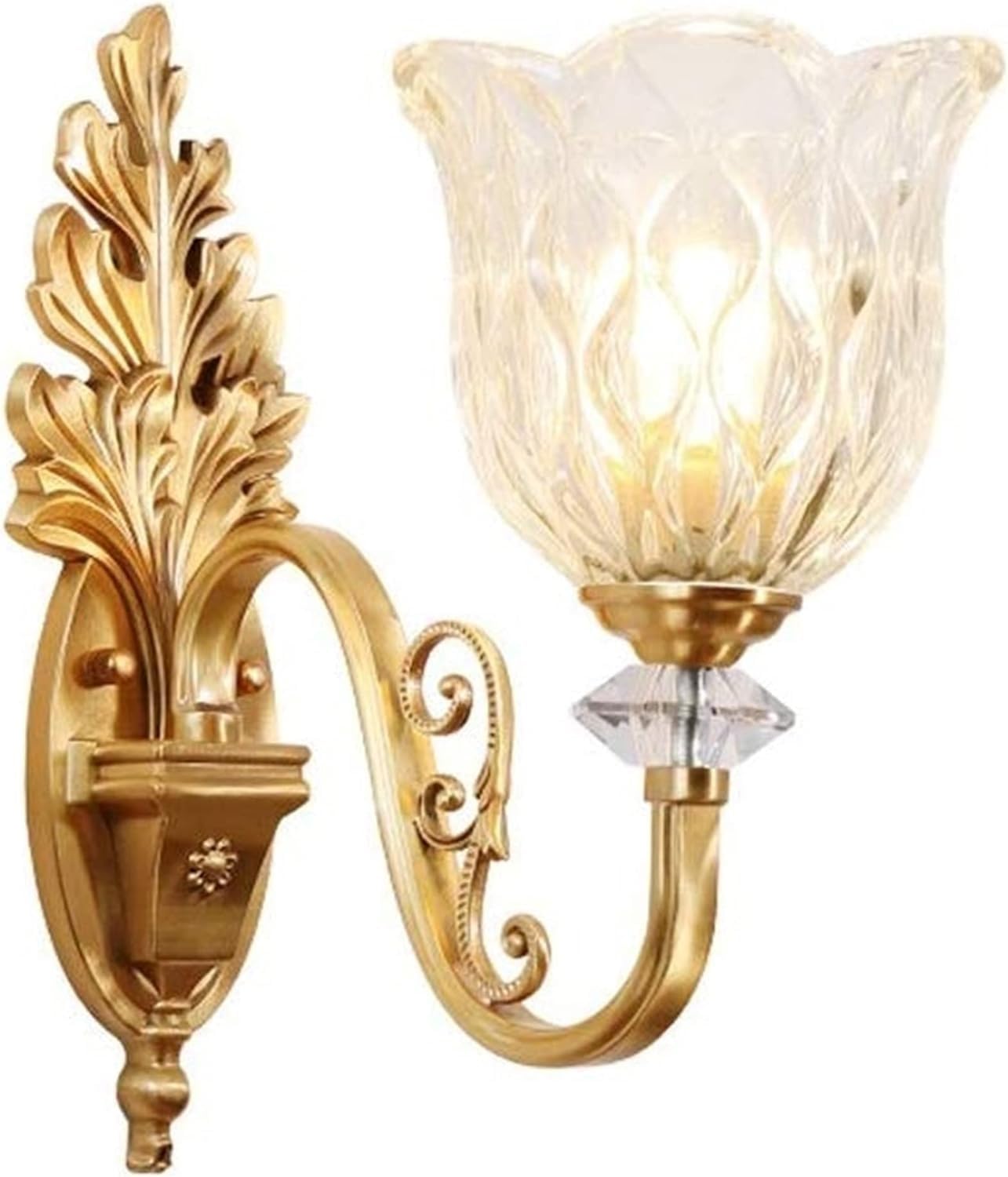 CWCQGH Wall Light Bedroom Bedside Luxury Copper Lamps Full Copper Crystal Wall Lamp Exquisite
