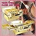 Ver Beauty New Makeup Artist, Professional Train Makeup Case, Nail Case, with Extendable Trays, Lock and Keys, Elegant Style (Gold Ice Cube)