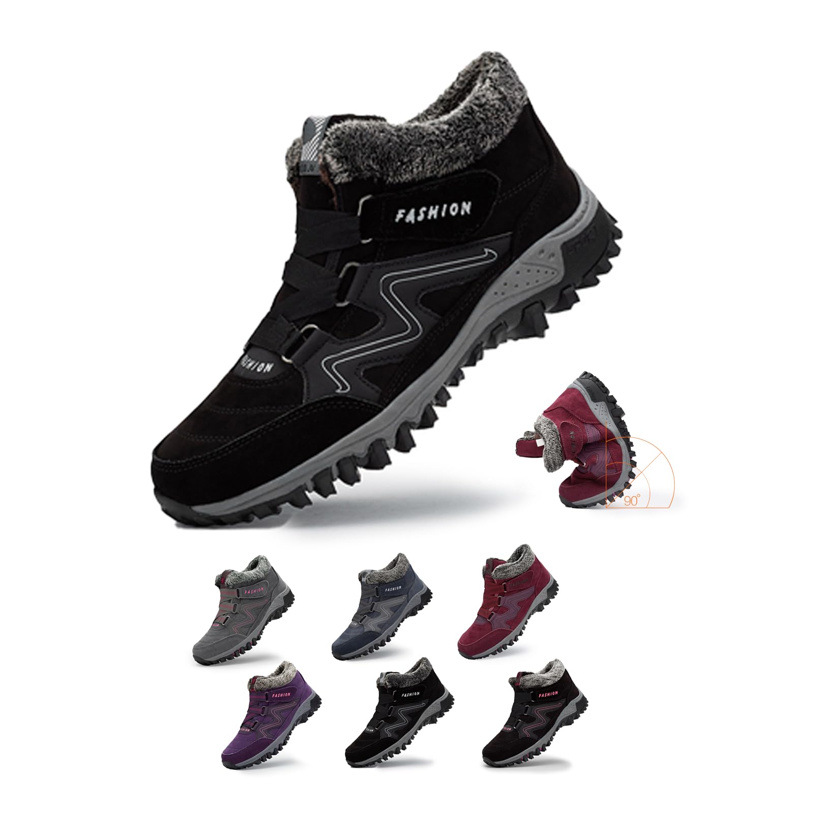 Womens Snow Boots Comfortable Ankle Booties Outdoor Hiking Boots for Women Comfortable Slip on Waterproof Outdoor Short Shoes