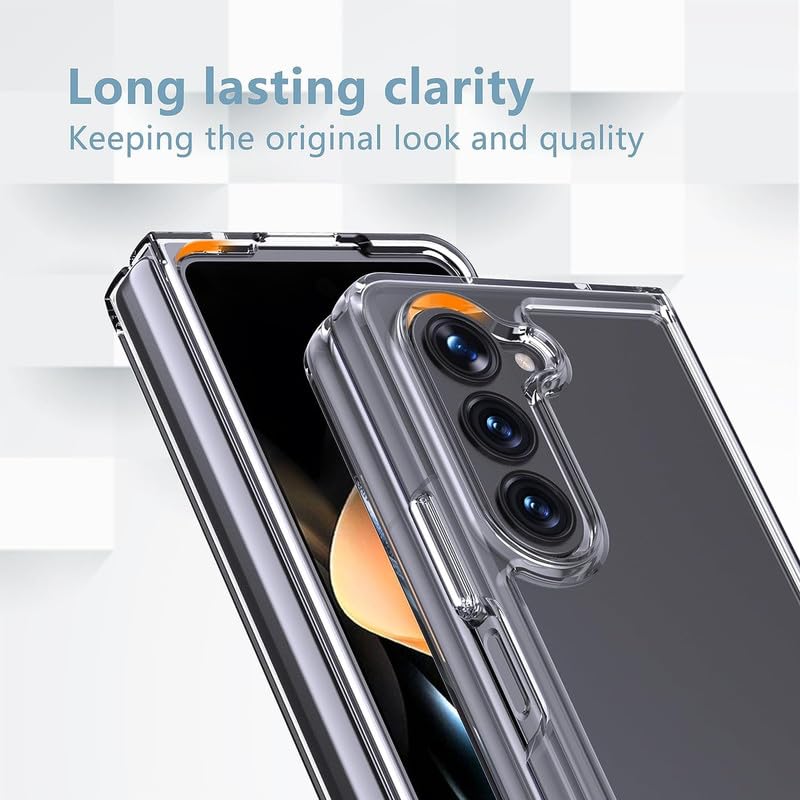 Image of Case Creation New Samsung Z Fold5 Premium Imported 0.3mm Crystal Clear Totu Silicone Transparent Flexible Soft Corner Protection with TPU Slim Back Case Color Cover for Z Fold5