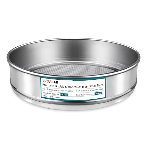 Miniatura 38 de Tamiz de Malla de Acero Inoxidable 304, Tamiz de Prueba de 10 Mallas (2mm) de Abertura, Diámetro de 7.9 Pulgadas (20cm) Tamices Económicos de