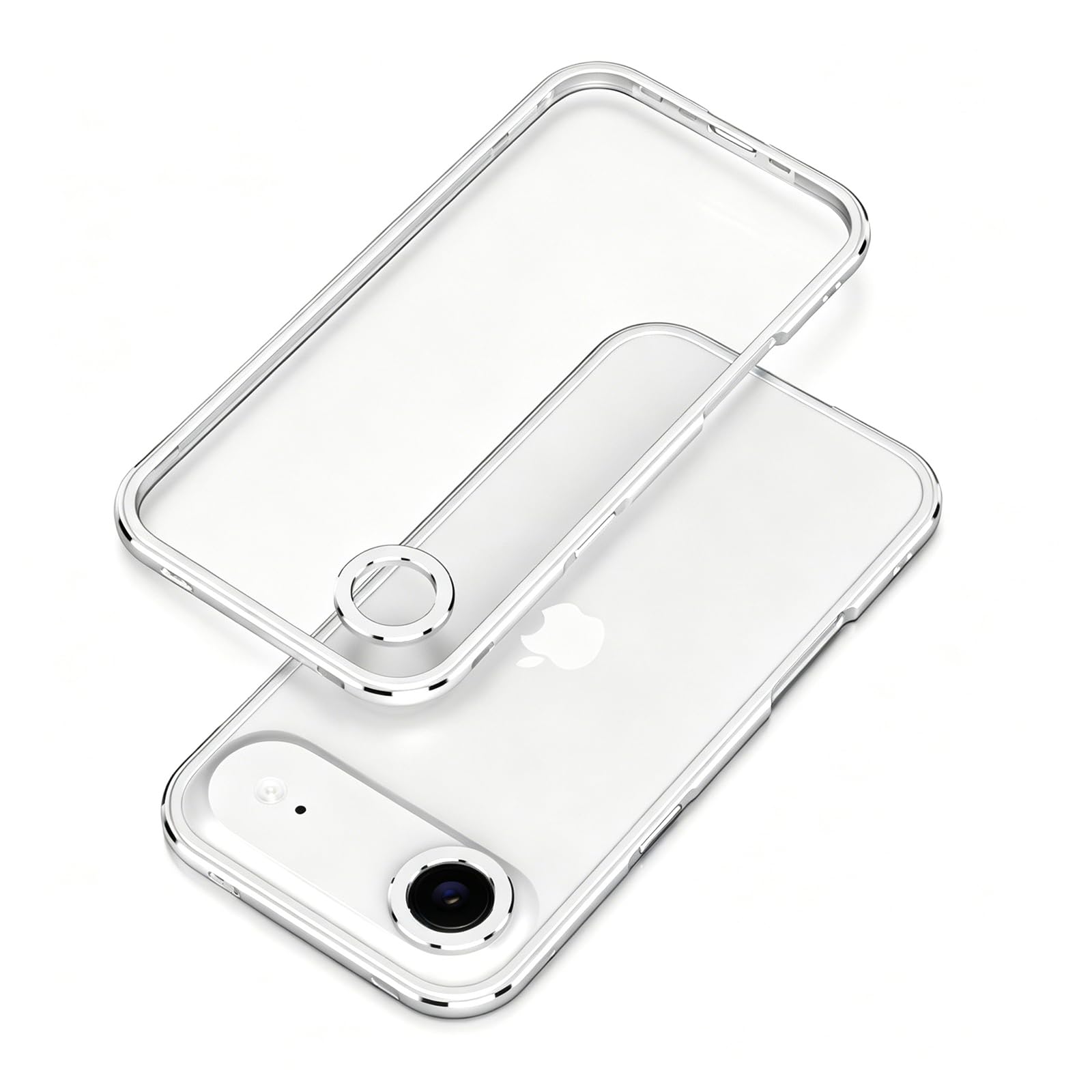 Coque iPhone 17 Pro Max argent en métal avec bague objectif - 8