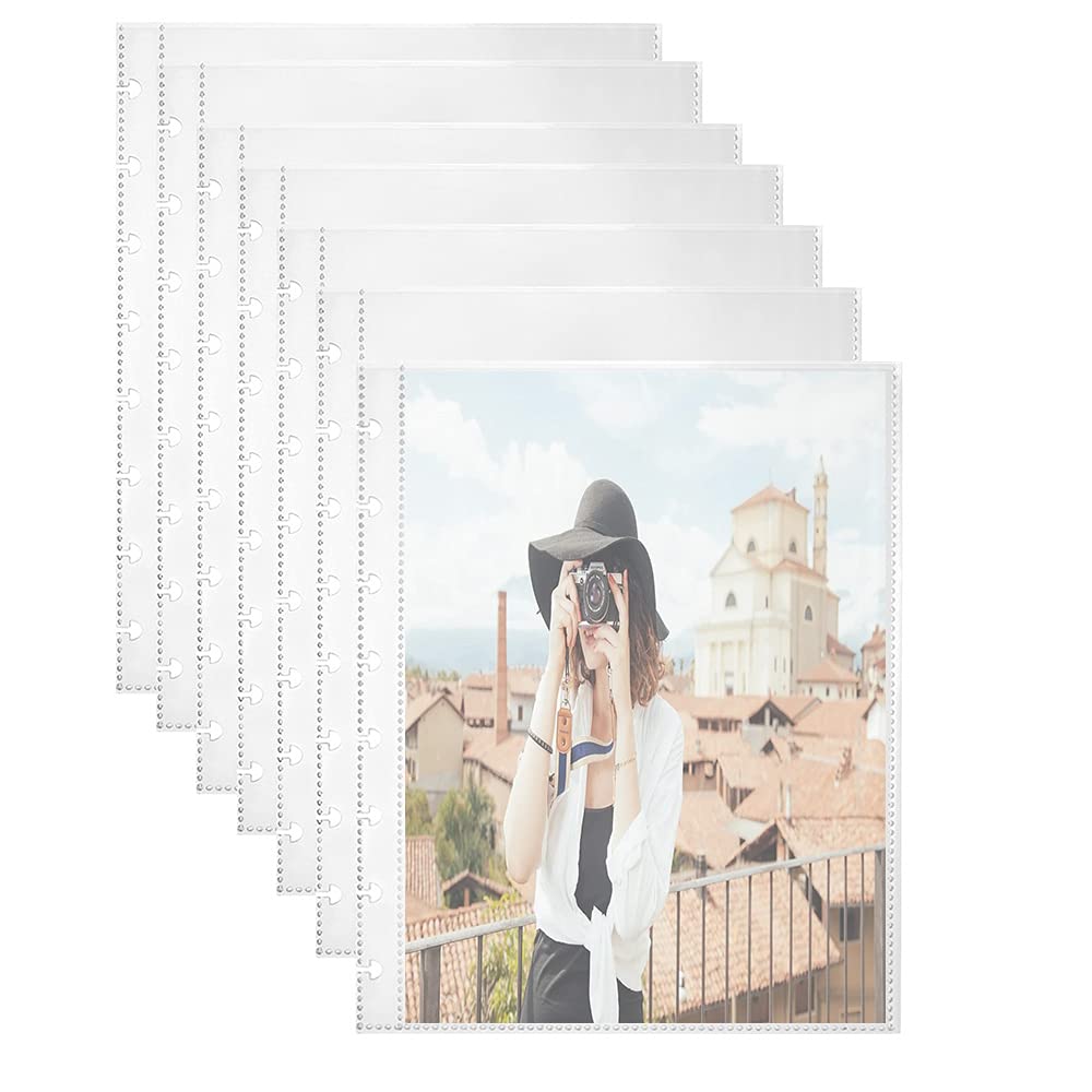 25 Pack Refill Sheets, 50 Photo Sleeves 6x8, 8 Ring Binder Pockets, Each Page Holds Two Pictures, Archival Photo Protectors