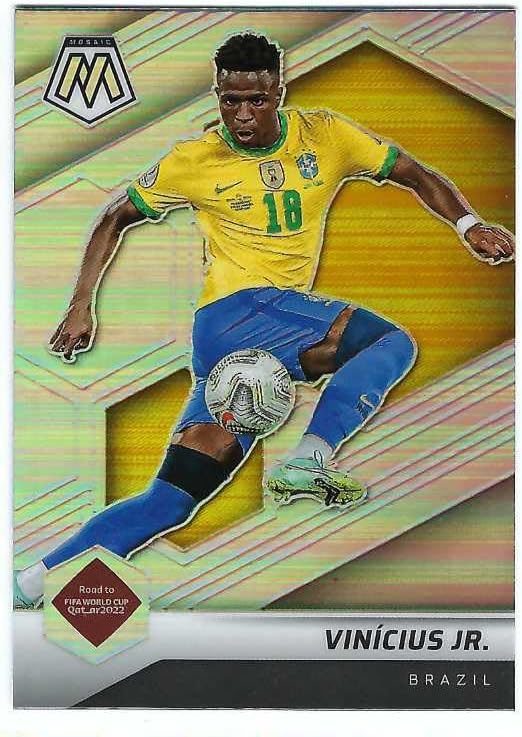 Miniatura 1 de VINICIUS VINI JR JUNIOR 2021-22 Panini Mosaic Road to FIFA World Cup Qatar 2022 Soccer #163 SILVER PRIZM PARALLEL Card Brazil Real Madrid CF