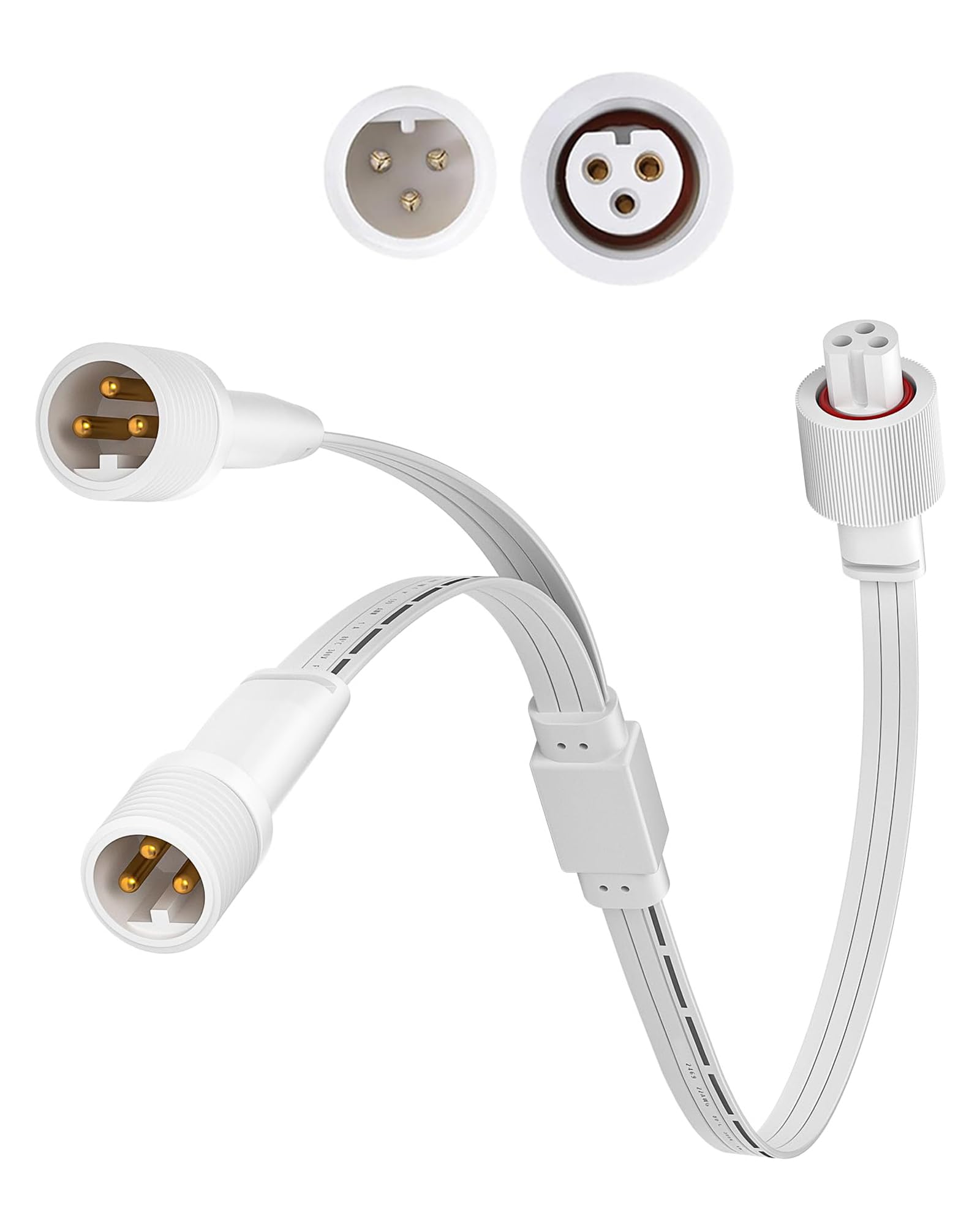 1 Female to 2 Male Y-Splitter Compatible with Govee Permanent Outdoor Lights, Y-Shaped Extension Cable Compatible with Govee H705A H705B H705C 3 Pin Permanent Outdoor Lights