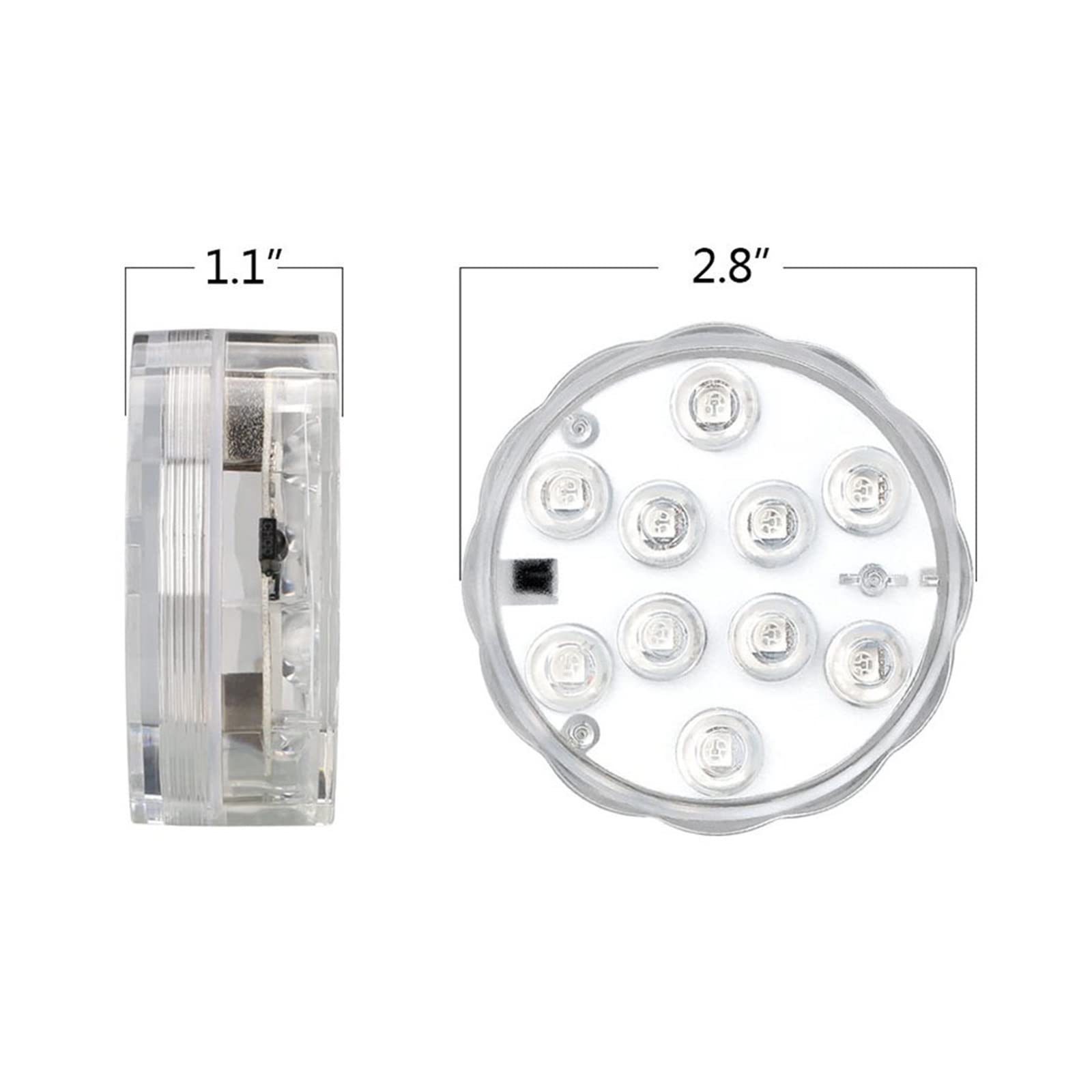 IP68 Wasserdichte, mehrfarbige, tauchbare LED-Leuchten, Unterwasser-Nachtlampe, Teelicht, Vase, Schüssel, Party, Hochzeit, Weihnachtsdekoration Wasserdicht Sicher(10 Lamp 1 controller)