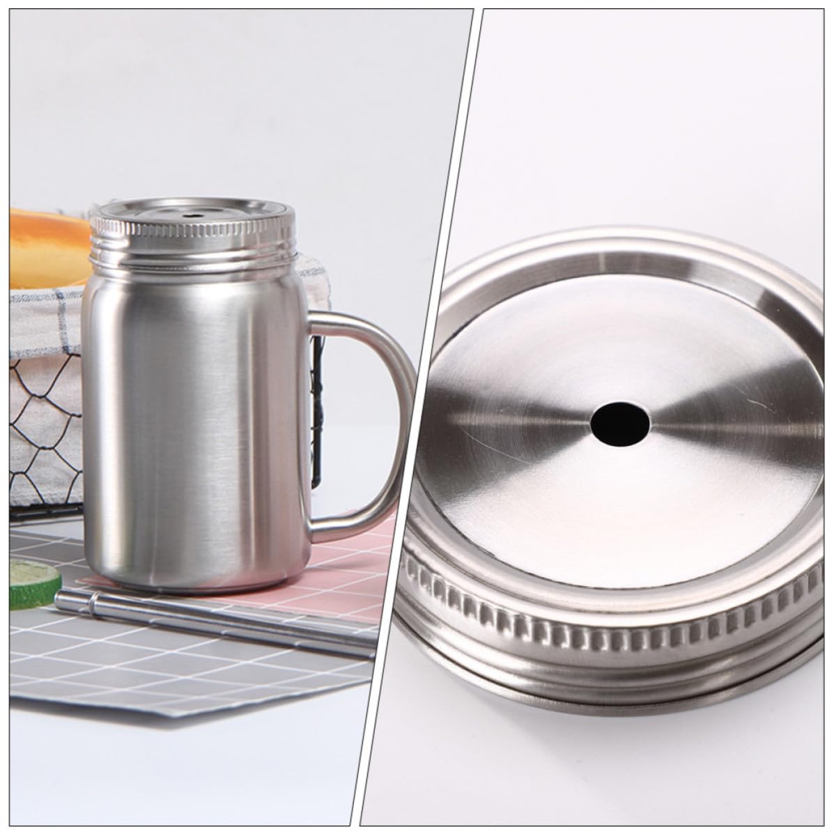 Zerodeko 2 Pezzi Barattolo Mason in Acciaio Inossidabile 500ml