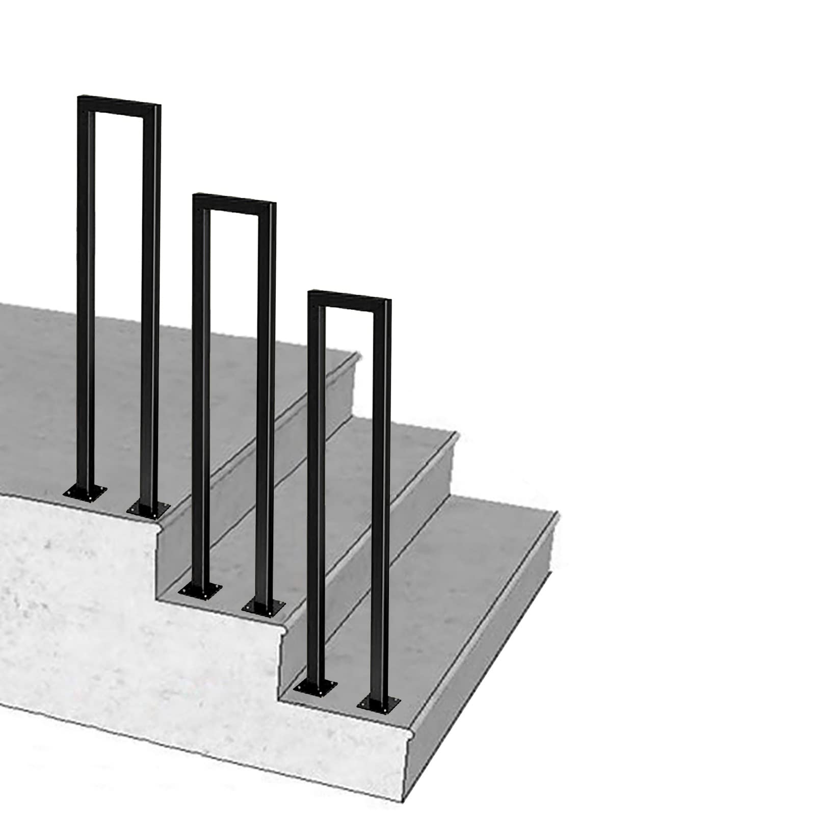 GLDYTVF Stair Railing Handrail, Hand Rails for Outside Steps, Transitional Handrail Picket for Concrete and Wooden Steps, Outdoor Steps Stair Handrails for Garden Terrace(Size:55cm(1.8ft))