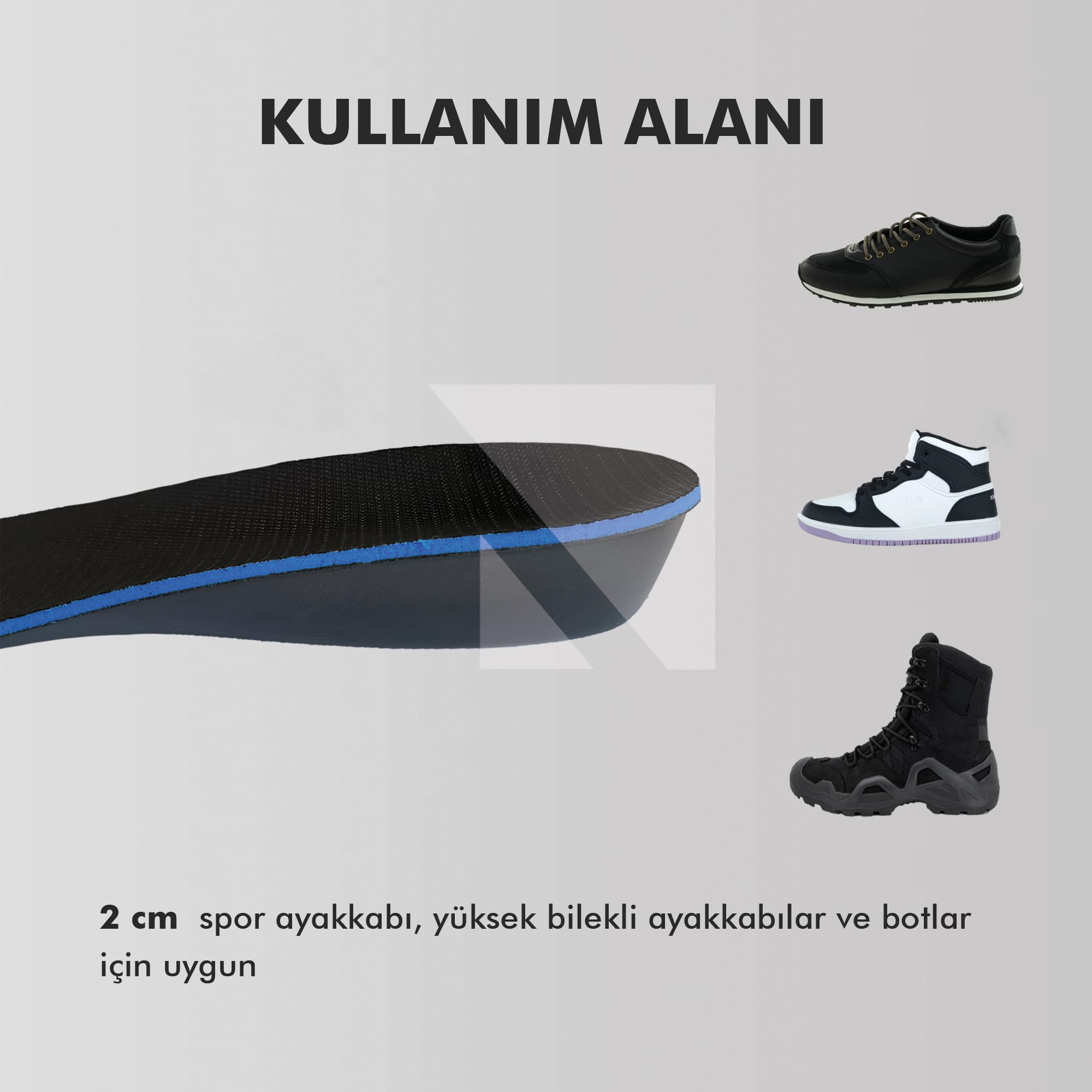 Active Team - Boy Uzatıcı Tabanlık, İçten hava yastıklı, Koku Önleyici, Parfümlü (2 cm, 43-46)