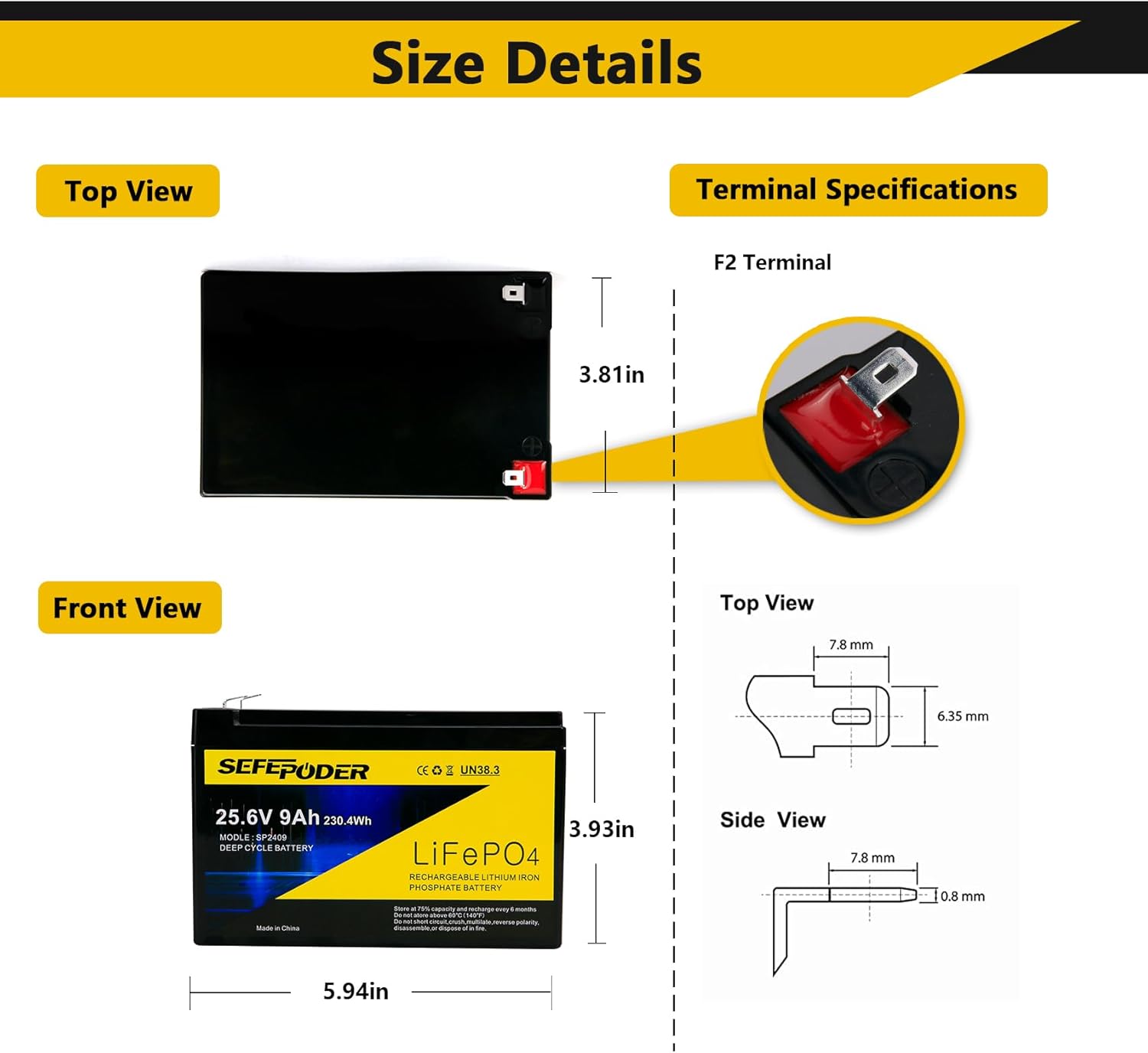 24V 9Ah Lithium LiFePO4 Deep Cycle Battery 2 Pack, 3000+ Cycles Rechargeable Battery for Lighting, Scooter, UPS(600W or Less), 24V Power Wheels and More with Built-in 30A BMS