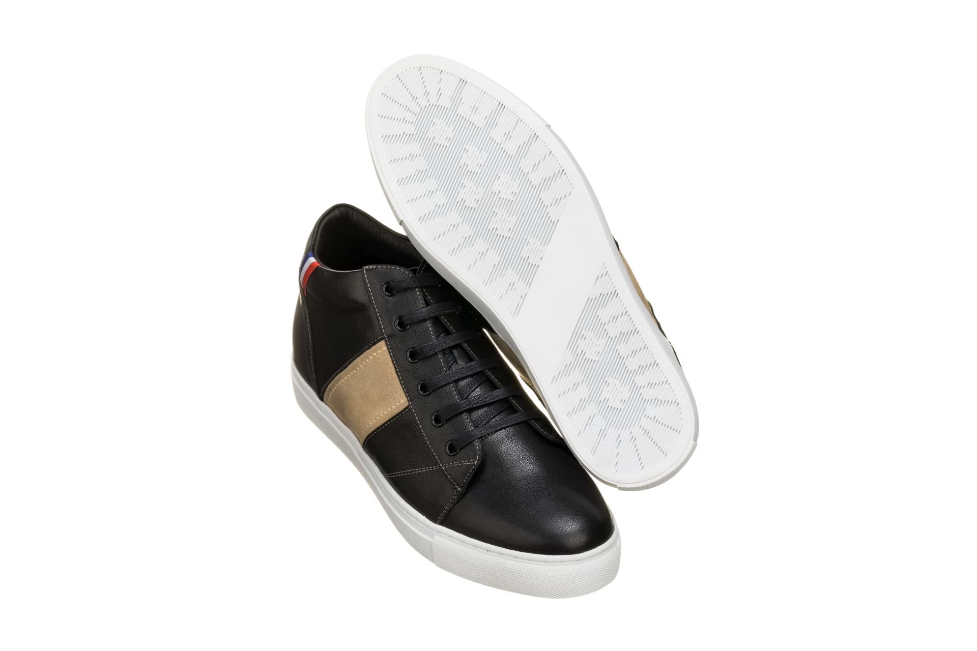 CALTO Zapatos de elevador invisibles para hombre con aumento de altura - Zapatillas de deporte de cuero con cordones casuales de moda - 2.8 pulgadas más alto