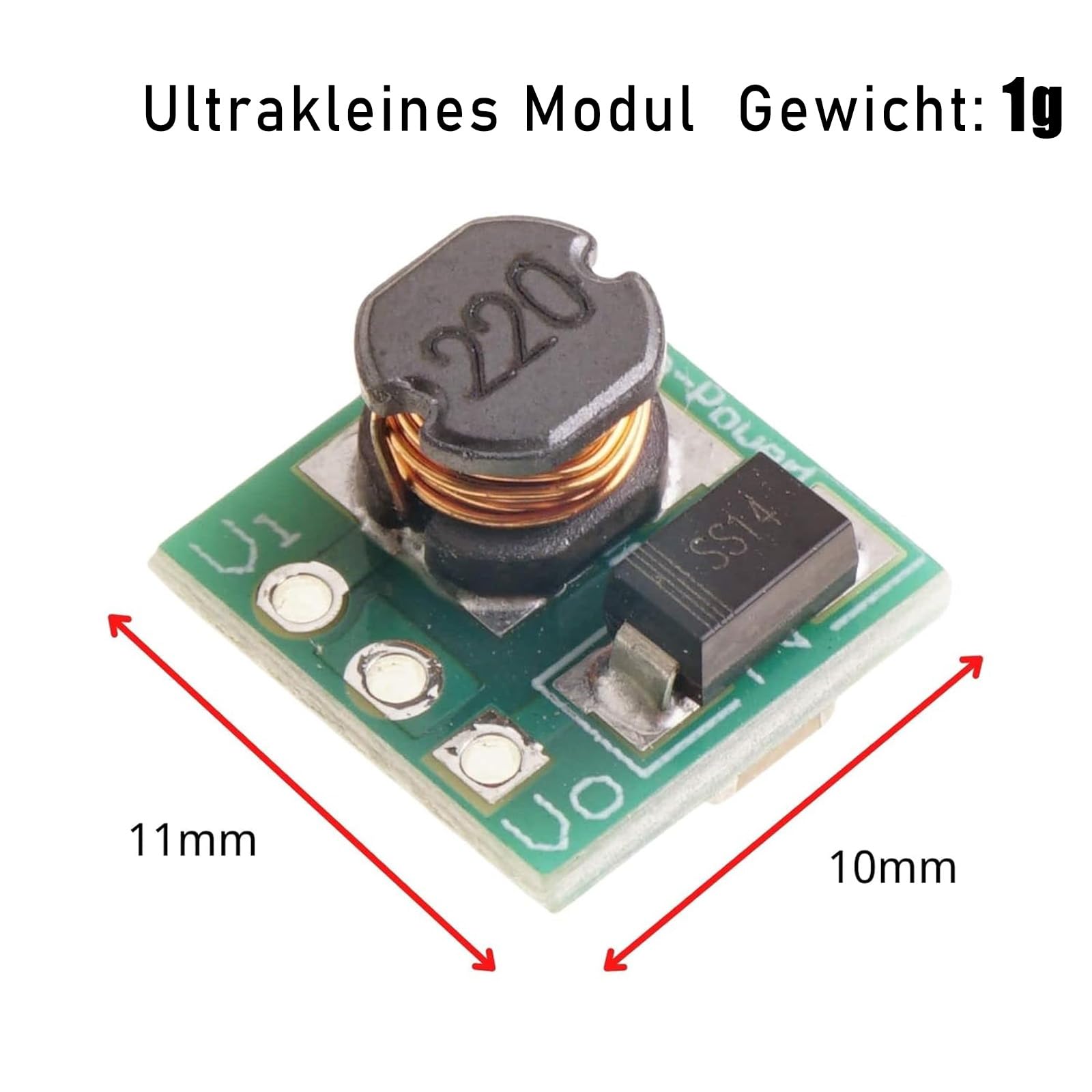 GERUI 12 Stück Mini Spannungswandler 0.8-3.V zu 3.3V Spannungswandler Leistungsmodul 0.9-5V zu 5V DC-DC Boost Leistungsmodul Spannungswandler Platine 1.5V 1.8V 2.5V 3V 3.3V 3.7V 4.2V zu 5V (5, Volt)