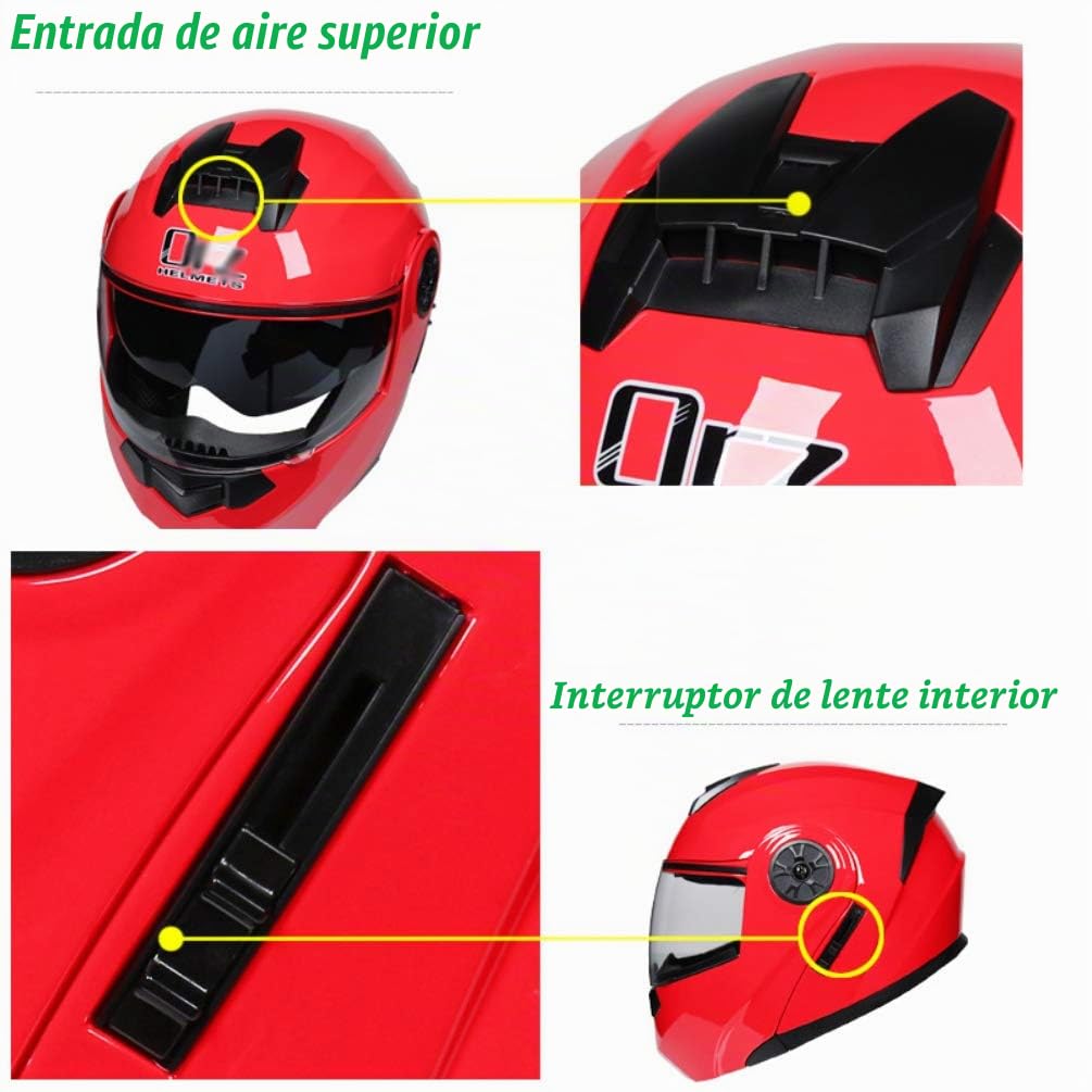 Casco de Motocicleta Visera Doble Doble Visera Casco Modular de Cara ara Motocicleta Bicicleta Scooter Mujer y Hombre (Negro Plateado, 58-59cm)