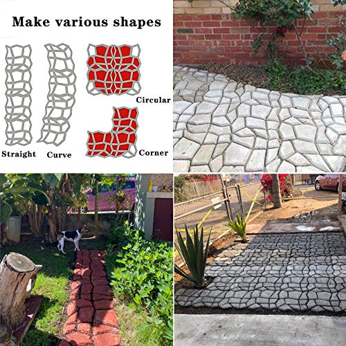 Walk Maker, Pathmate Stone Moldings Paving Pavement Concrete Molds Stepping Stone Paver Walk Way Mold for Patio, Lawn & Garden(Big Size:16.9 x 16.9 x 1.6 inch)