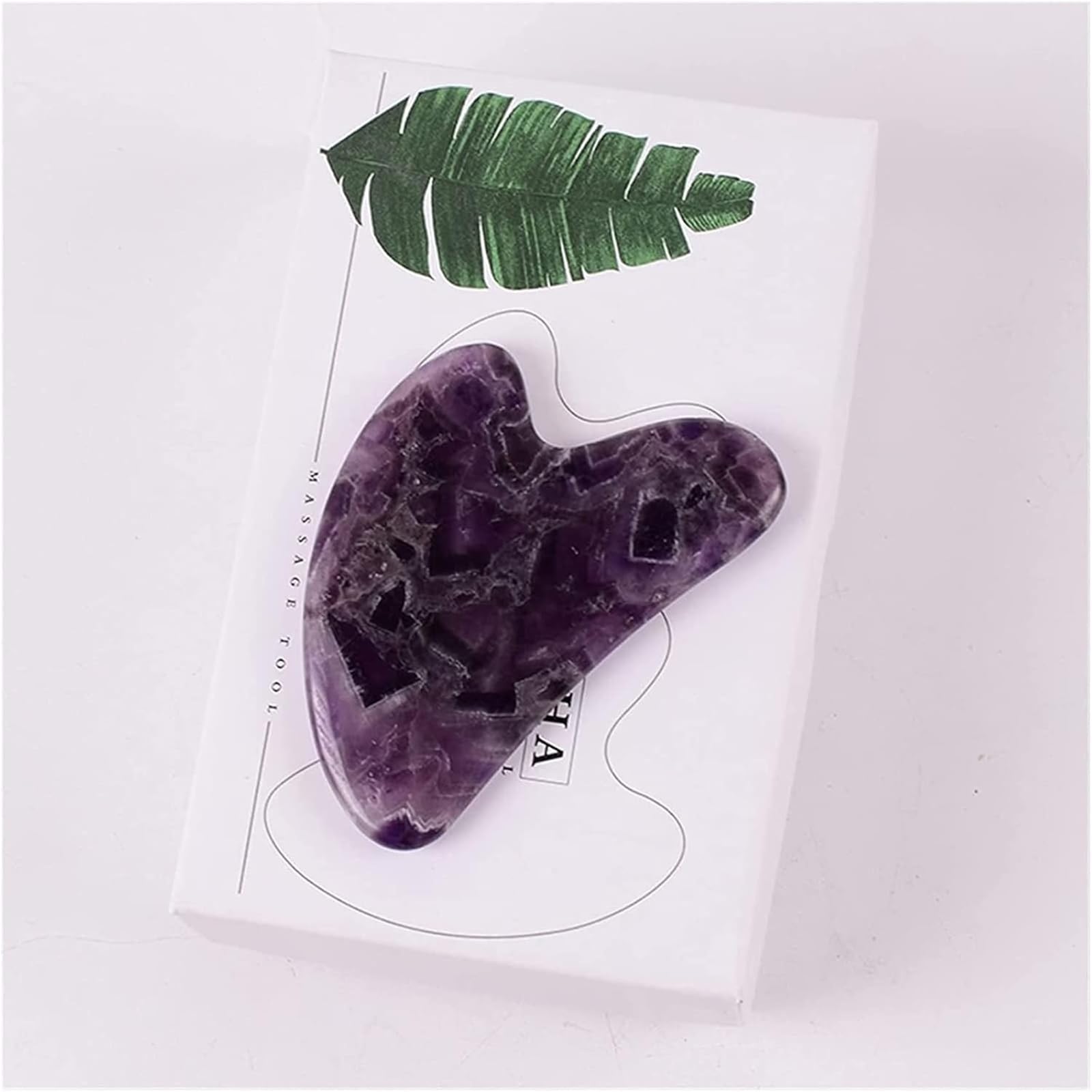 Gua Sha Stein, Amethyst Rohstein Amethyst Sägezahn Gesichtsroller Silikonkappen Gua Sha Pflegewerkzeug-Sets Naturstein Quarz Lila