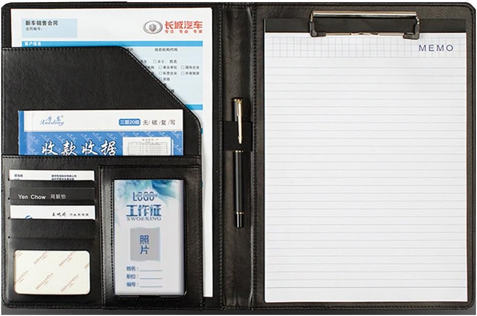 Ring Binder Portfolio, Conference Folder, File Folder, A4 Conference Folder Business PU Leather Document Case Bag with Clipboard