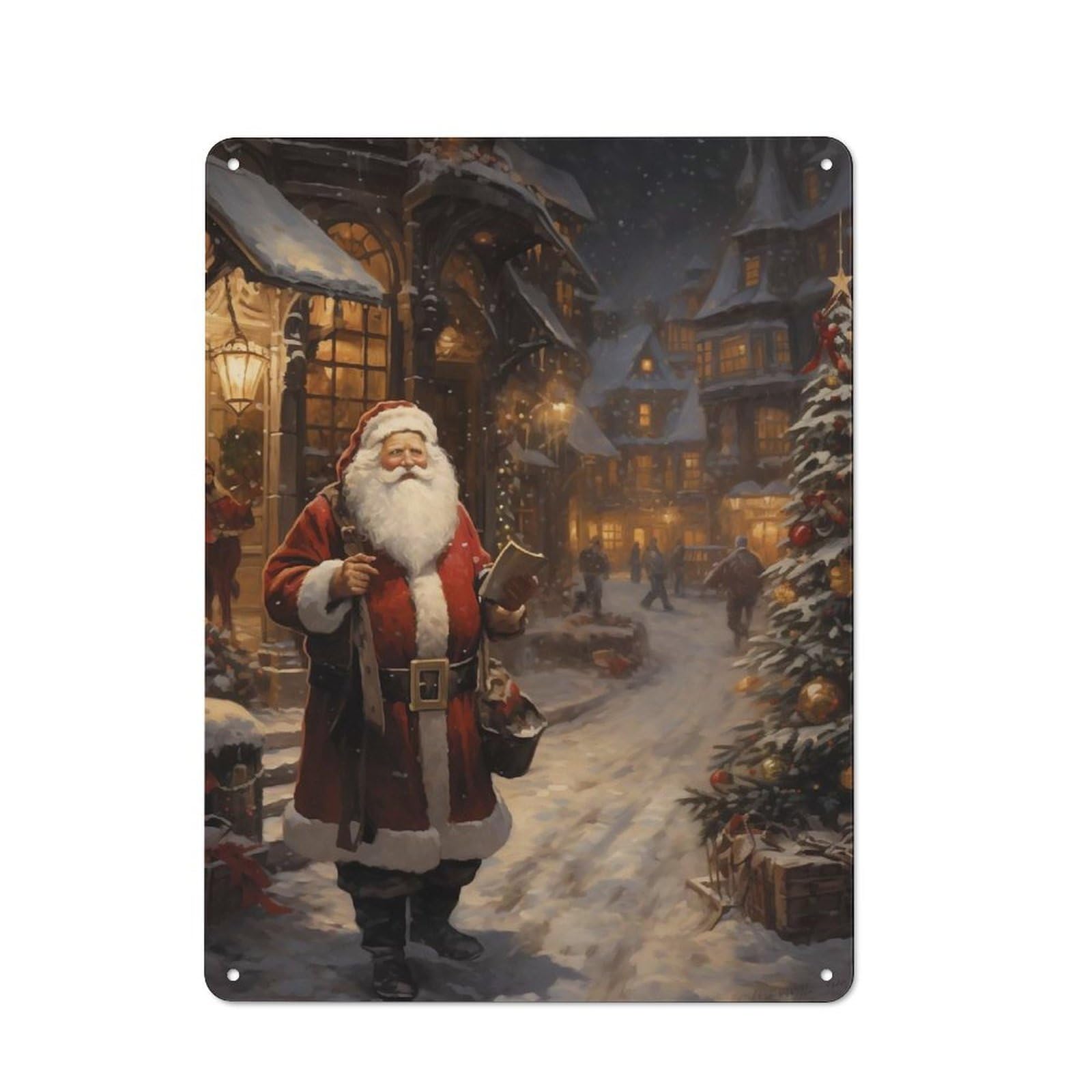 Retro Vintage Santa Claus Vintage Metal Wall Decor 40x30cm, Tin Sign for Cafe, Pub, Workshop Or Home Bar, for Casual British Interiors