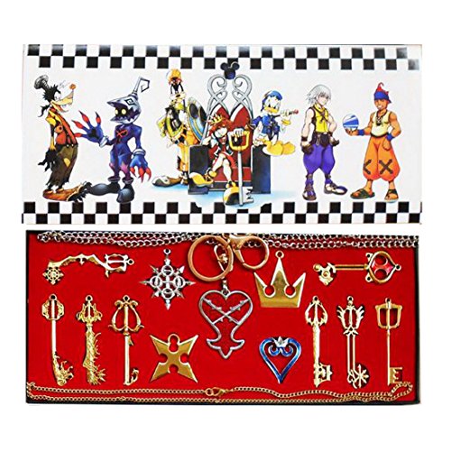 Kingdom Hearts Sora Keyblade 13 Set Keychain Necklace Collection Box 2016 ï¼ˆGold 13pcsï¼‰