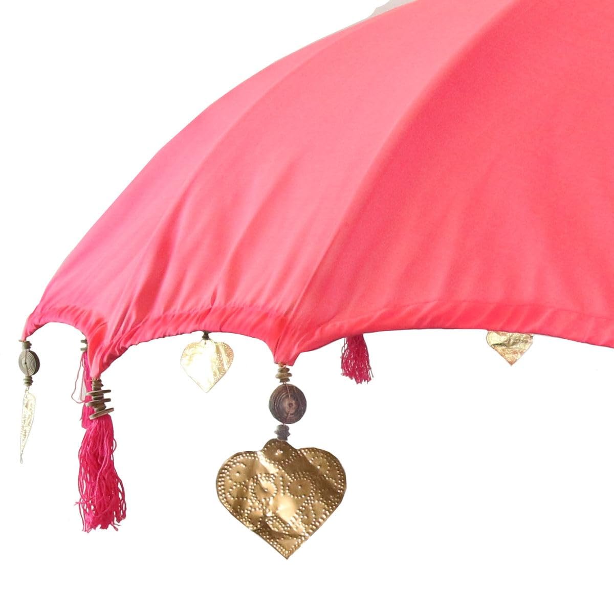 Bali Sonnenschirm Hängend Balinesischer Schirm Garten Baumwolle Baldachin zum aufhängen ca. 180 Ø cm Pink