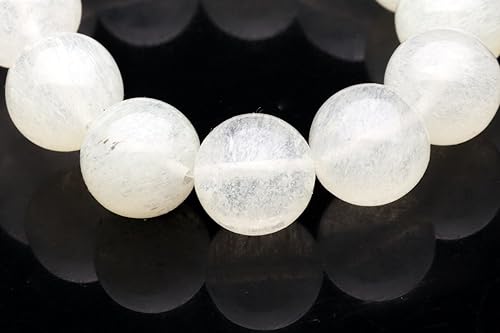 Redondo - en forma de cuentas de cristal de cuarzo de nieve semi preciosas Tamaño: 0.551x0.551 in Piedra de cristal de energía curativa para la