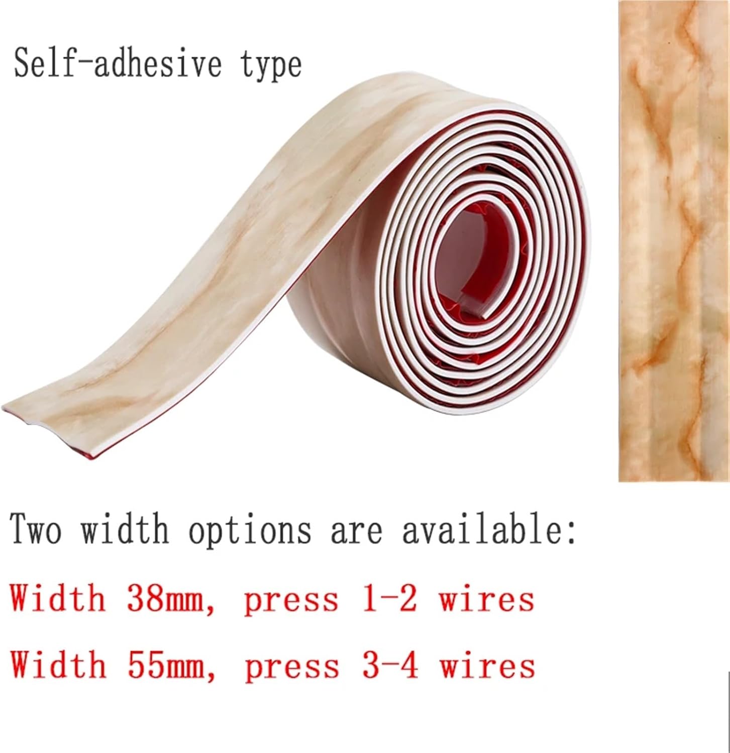 Cord Cover Floor 1M Surface Mounted Self-Adhesive Cable Tray Ground Anti Stepping Cover Decorative Exposed Wire Conduit(Grey 1M,38mm Wide)