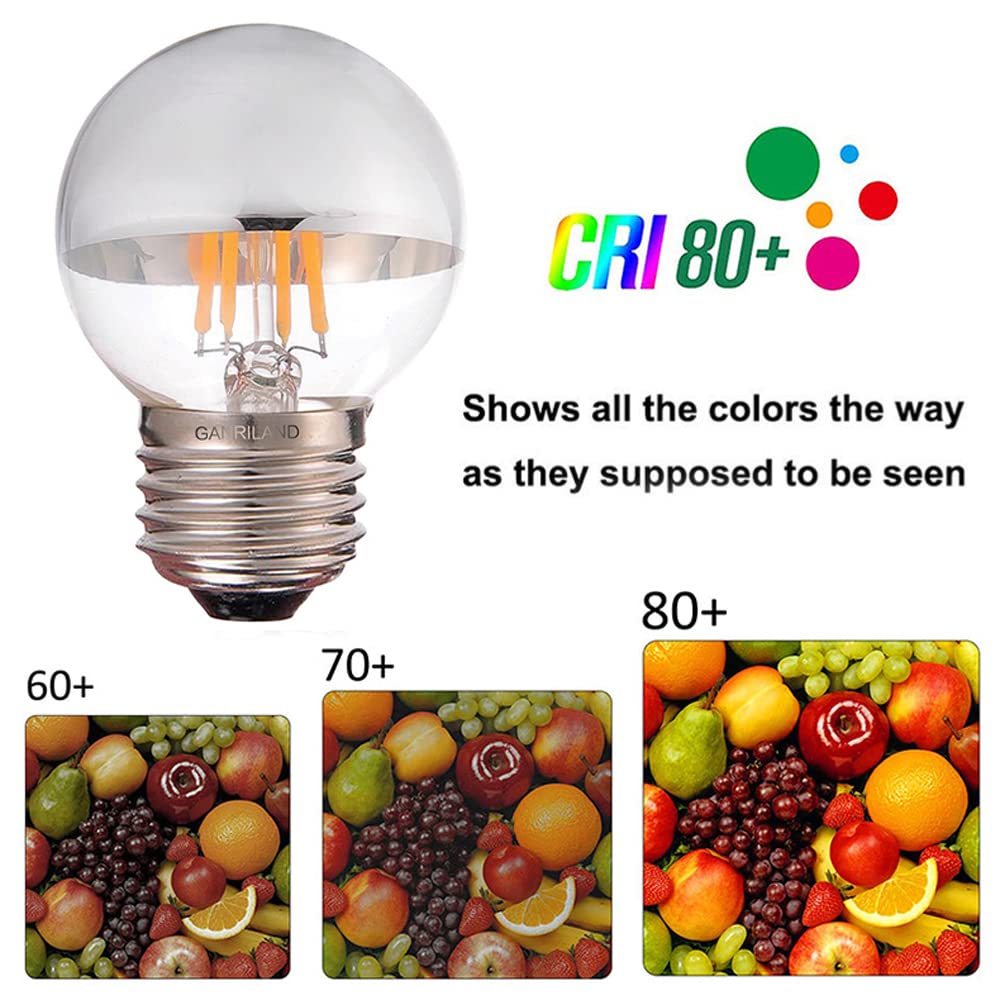 (6 szt.) Żarówki LED Półchromowane, Żarówki Edisona w stylu vintage z podstawą E26/E27, Żarówka G45 z odblaskiem półsrebrnym, Źródło światła lampy Magic Bean, 4W Możliwość ściemniania 2700K