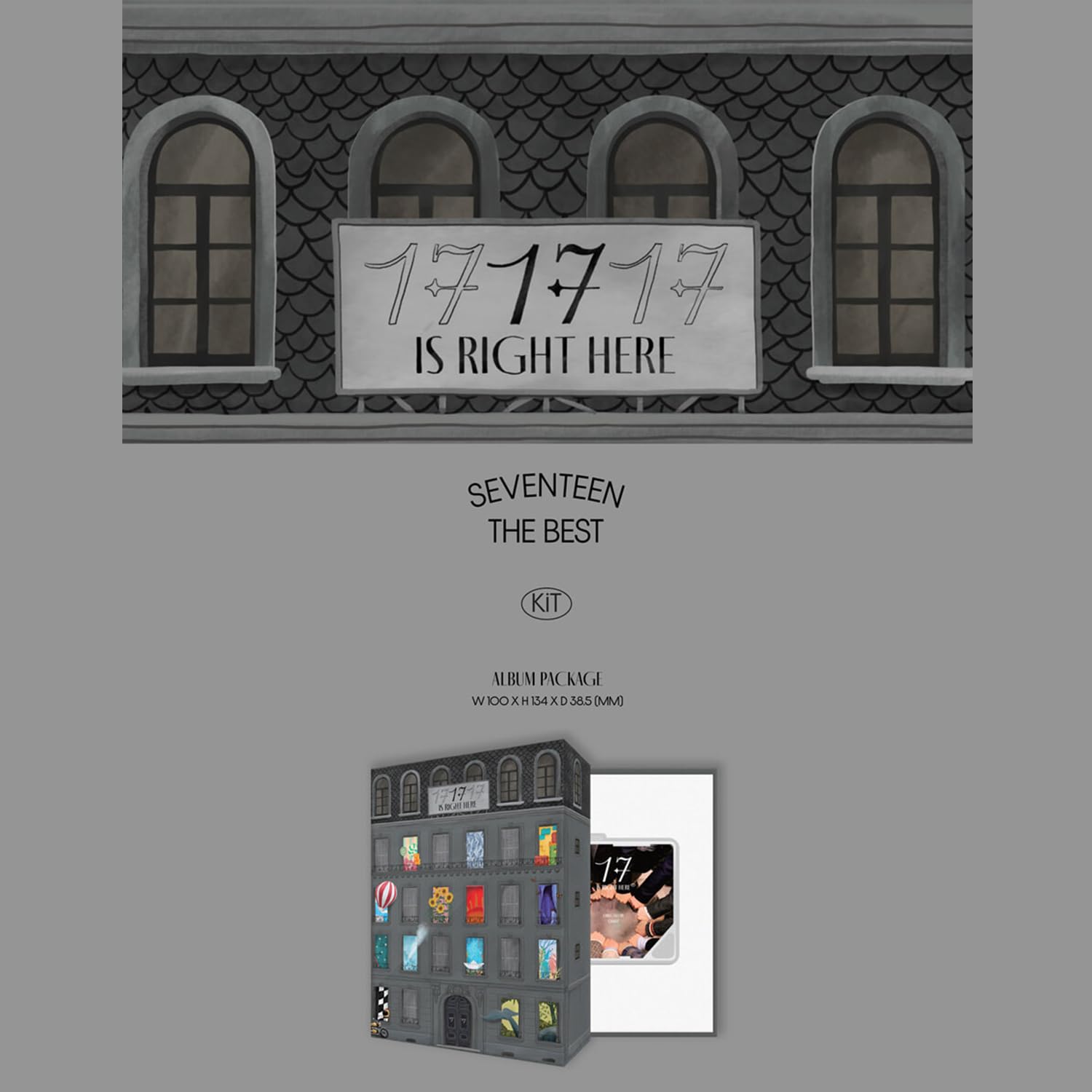 SEVENTEEN - BEST ALBUM [17 IS RIGHT HERE] (KiT Ver.) Album Package + AIR-KIT + Title Card + Credit Card + Post Card + Photocard + Selfie Photocard + Ball Chain + 2 Pin badges + 4 Extra Photocards