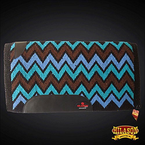 HILASON Western New Zealand Wool Horse Saddle Blanket Black Turquoise