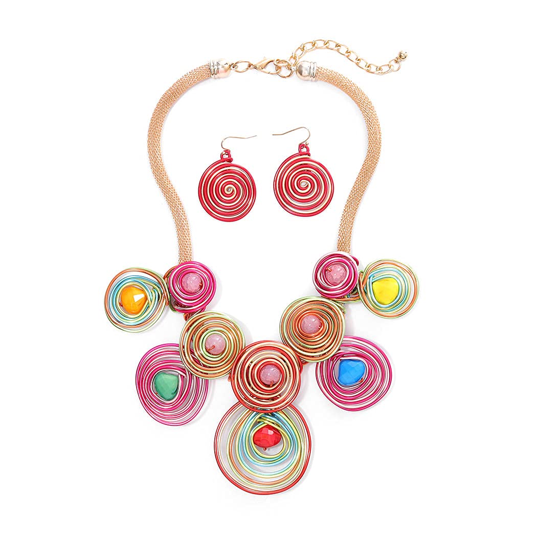 Barode African Statement Choker Necklaces Colorful Chunky Bib Collar Necklace Ethnic Indian Tribal Jewelry Set for Women