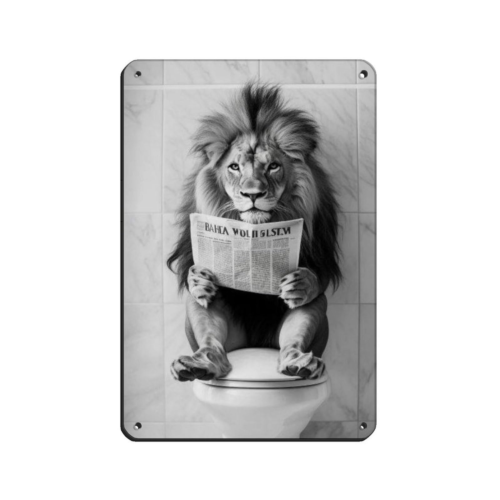 Funny Lion Reading Newspaper Art Tin Sign Vintage Metal Pub Club Cafe Bar Home Wall Art Decoration Poster Retro 8x12inch(20x30cm)