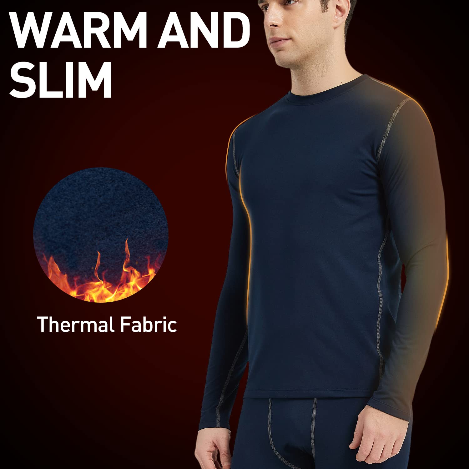 Arcweg Set Intima Termica Uomo Fodera in Pile Traspirante Calzamaglia Abigliamento Biancheria Intima Termica Elastica Maglia Calda Manica Lunga Tuta Inverno Pantalone Calcio Sci Running