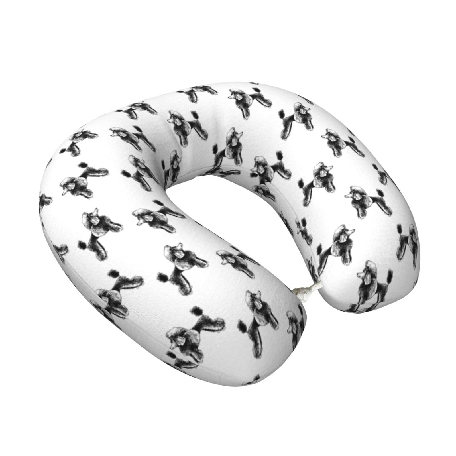 LKYMOH Hand Drawn Poodles, Travel Neck Pillow U-Shaped Memory Neck Support Soft Comfortable With Washable Cover For Airplane Car Traveling and Office