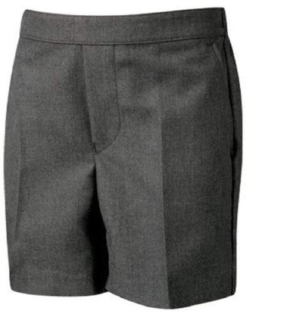 ZeetaqBoys Pull Up School Uniform Shorts Elasticated Pull On Black Grey Navy Ages 10 Years (Grey, 3-4 Years), Grey, 3-4 Years