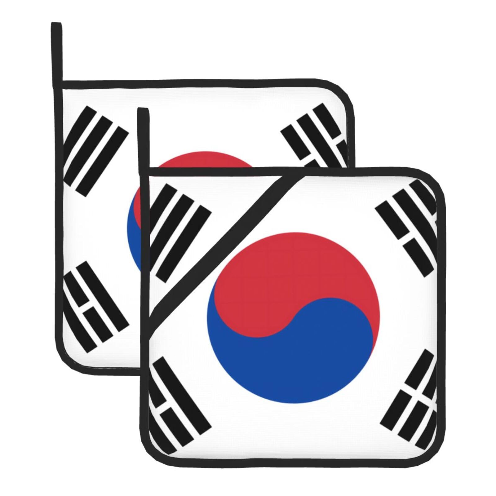 Flag of Republic of Korea Square Heat Resistant Trivet Set Thick and Durable for Baking Barbecue Cookware Oven