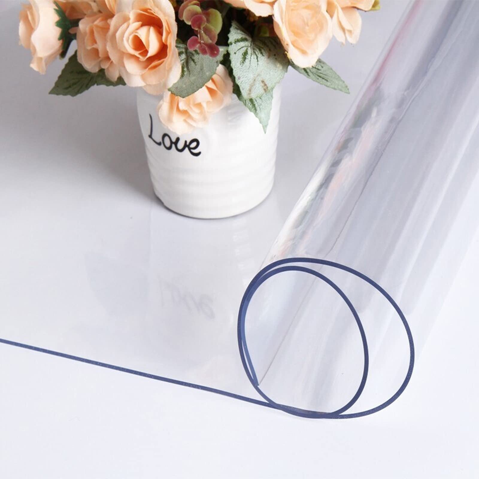 QQF Clear Table Cover Transparent Table Cloth,Clear Table Cover Protector, Anti-hot Table Mat Transparent Tablecloths for Office Computer Desk Sofa Table Dining Table 1mm(Color:1mm,Size:80x180cm)