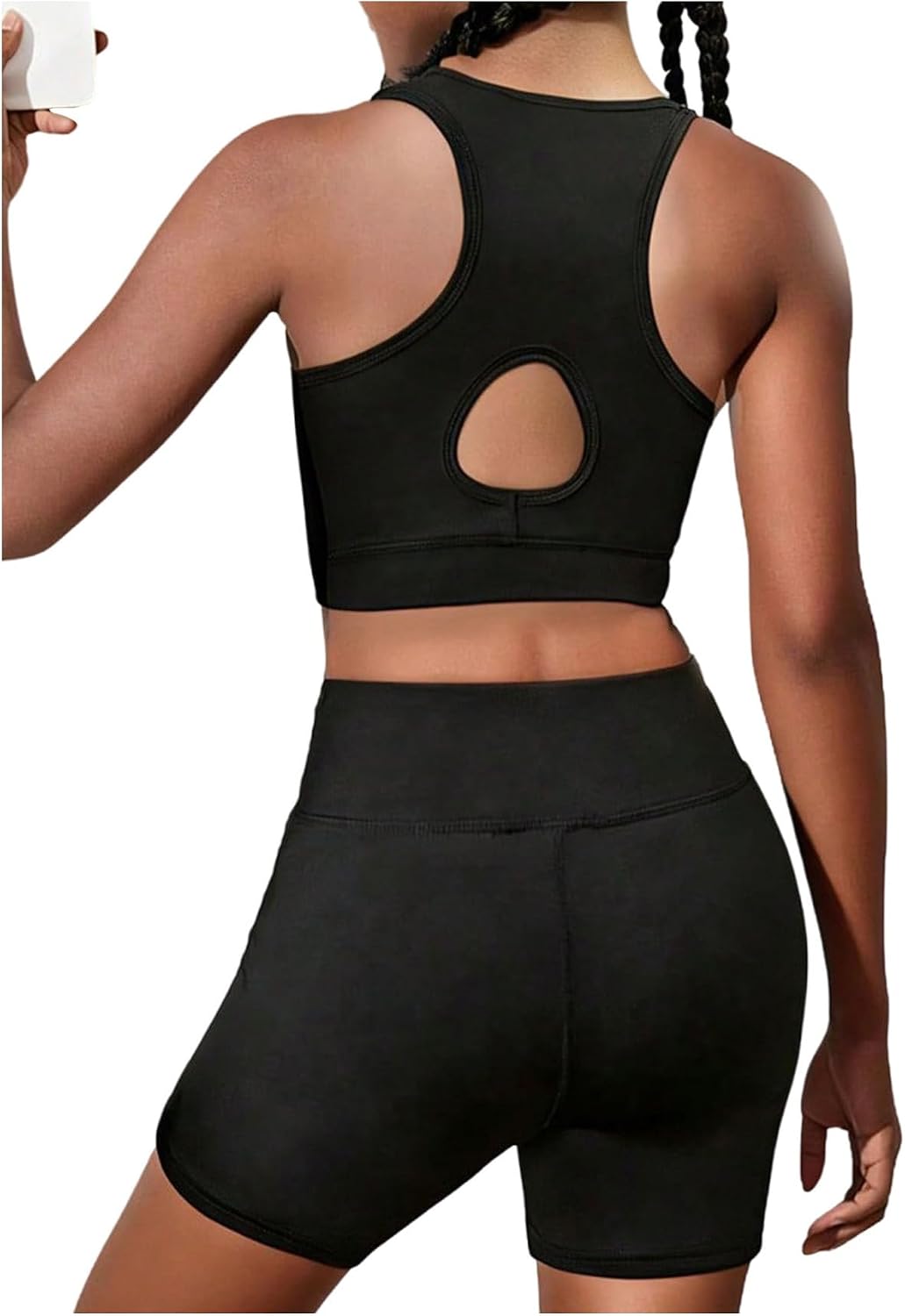 Floerns Girl's 2 Piece Workout Outfits Running Tank Top with Biker Shorts Athletic Sets