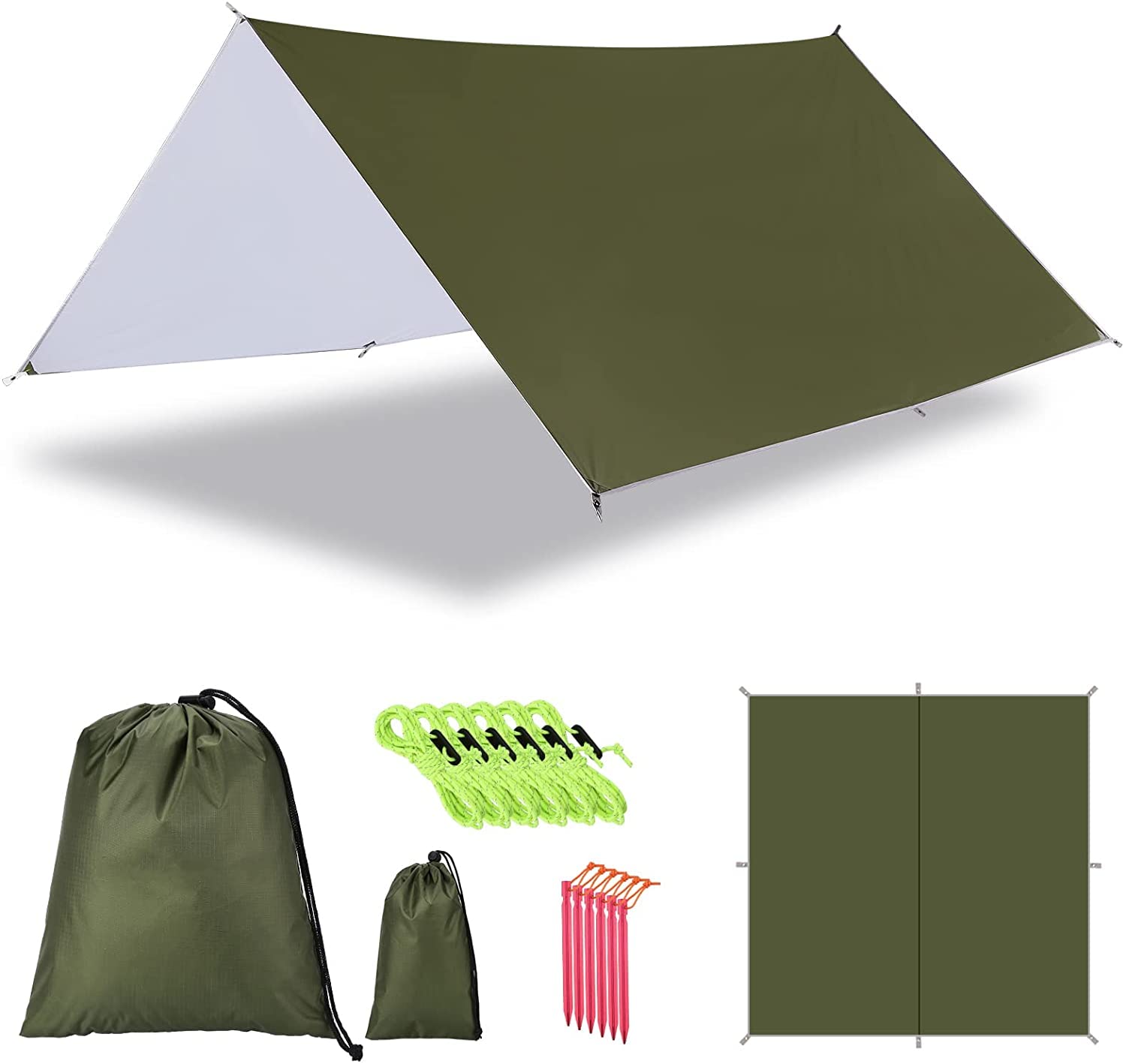 Camping Tarp, CAMULAND Waterproof, Lightweight and Portable Hammock Tarp, Survival Shelter for Outdoor Camping, Hiking and Backpacking