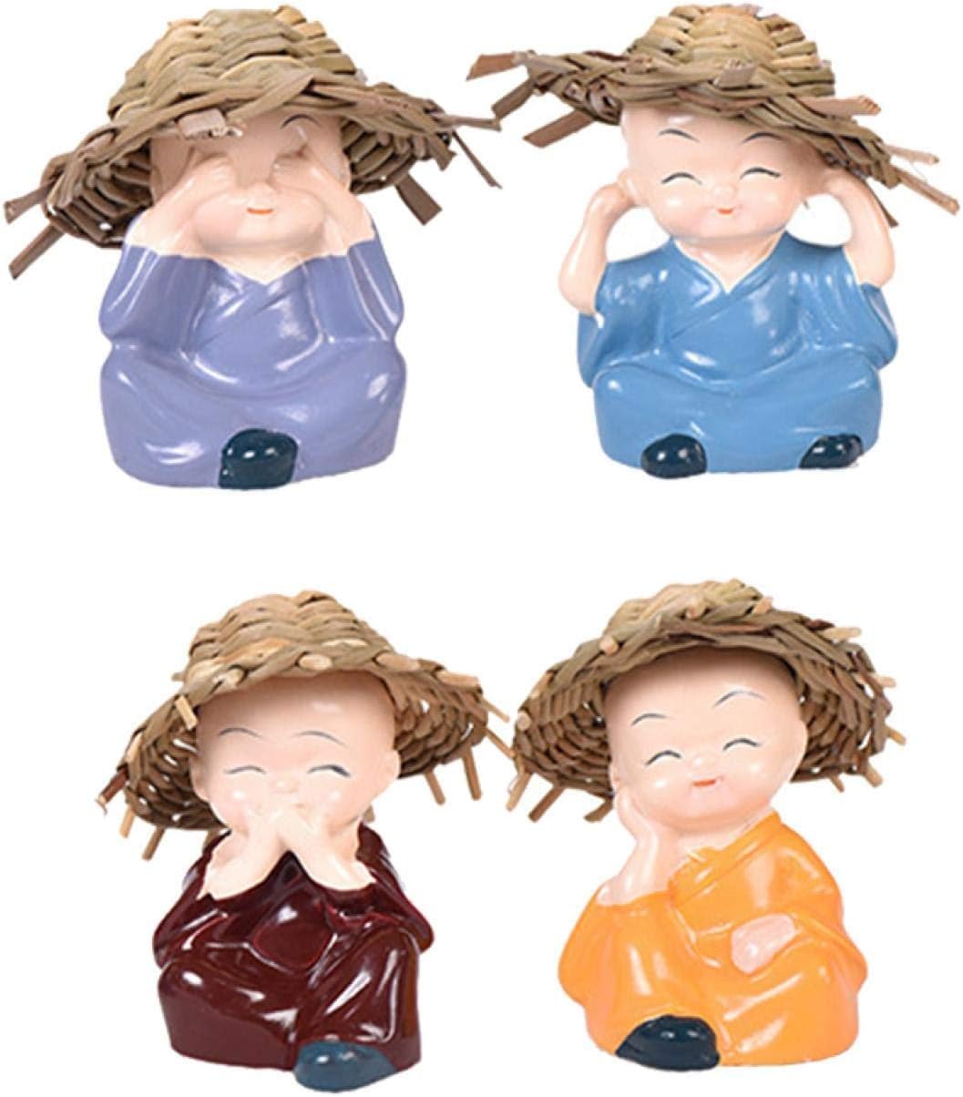 Awestuffs Four Monks with Hat Little Buddha Figurines (Four Monks with Hat) (Multicolor)