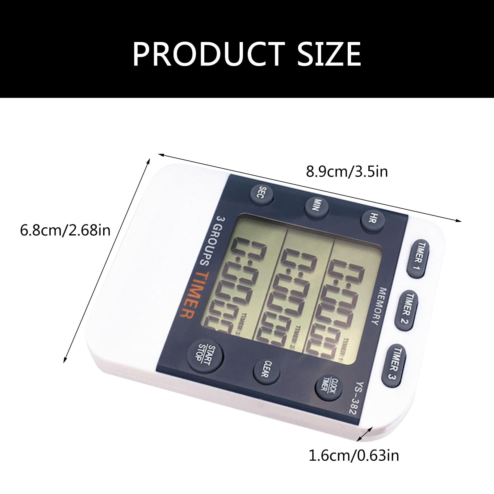 Timer Digitale Cucina 3 Canali - Contatore Multifunzione Con Allarme