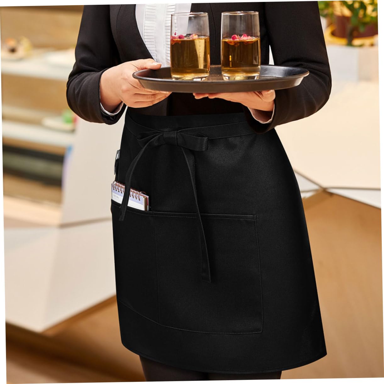 GALPADA 5piezas Delantal de Servicio con Bolsillos para Cafeterías y Restaurantes Delantal Corto de Cintura para Personal de Servicio