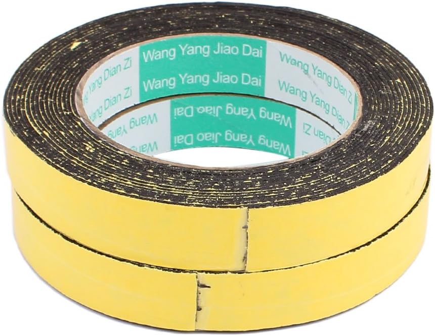 uxcell 2Pcs 18mm x 1mm Single Sided Self Adhesive Shockproof Sponge Foam Tape 5M Length for Door Window