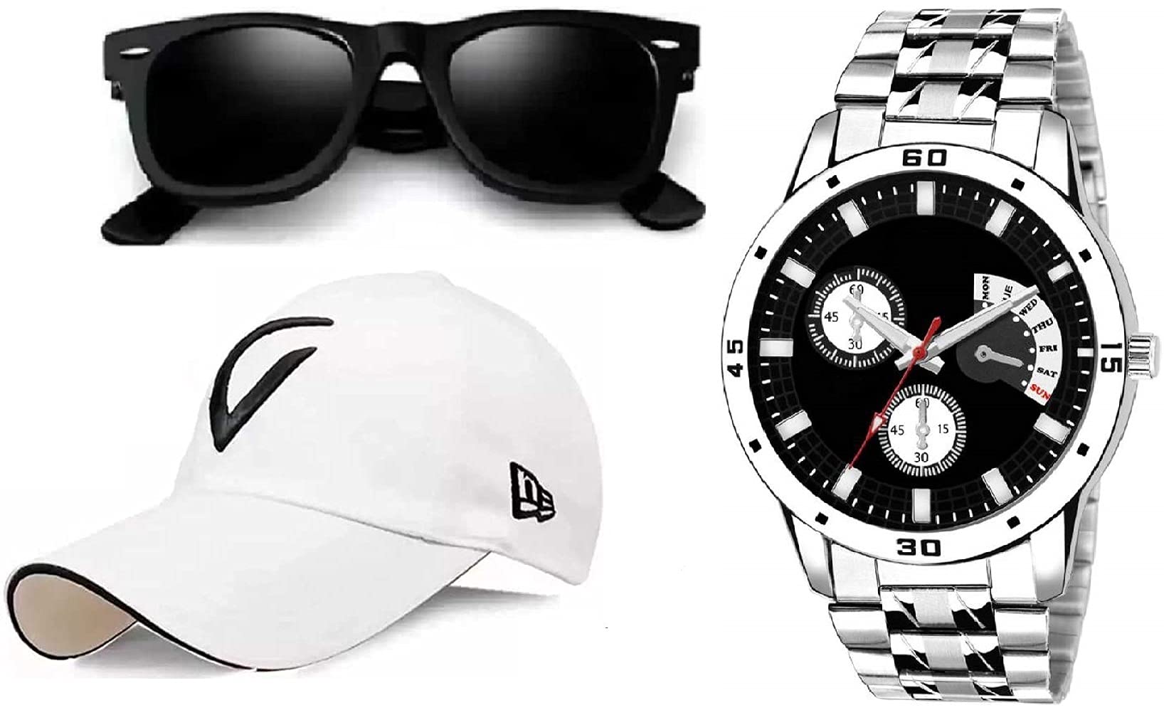 SELLORIA Brand A-Black Dial Stainless Steel Strap Analogue Watch for Mens and Boys Pack of - 3 (B09H61YF31) Amazon Price History, Amazon Price Tracker