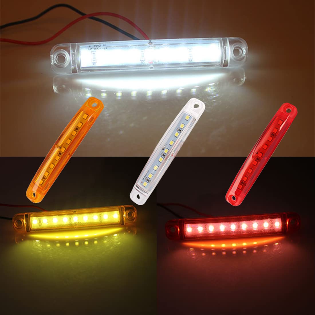 Boczne światła Obrysowe, 30PCS (Biały 10+Żółty 10+Czerwony 10) 12V-24V 9LED światła Obrysowe Kabiny, Wskaźnikiem Wodoodporne Dla Camper Van Bus Truck Caravan Boat